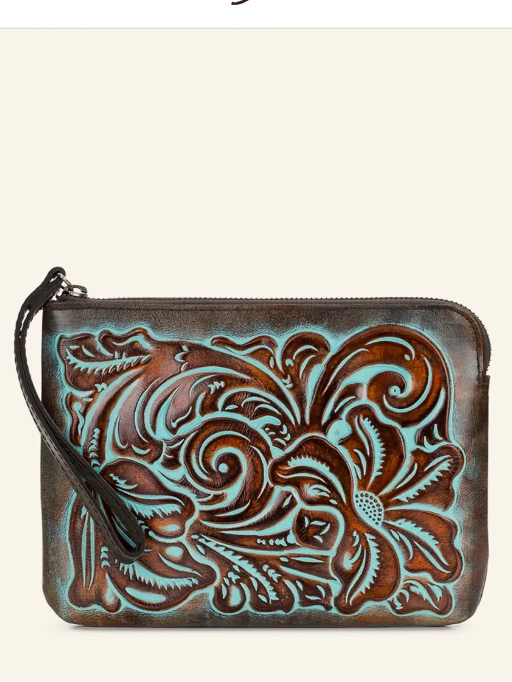 Patricia Nash Cassini Tooled Leather Wristlet Turquoise